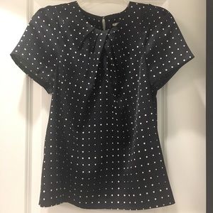 Ann Taylor Black Satin Polka Dot Blouse